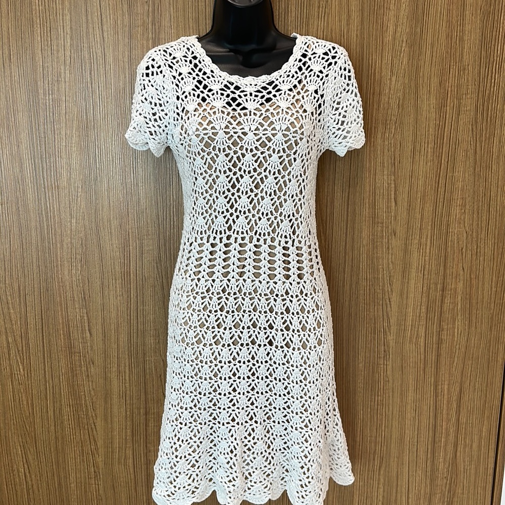White crocheted dresses Michael Kors xs